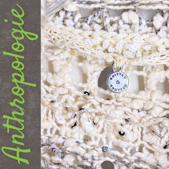 ANTHROPOLOGIE Knitted & Knotted Soubrette Open Knit Sequin Cardigan, Size XS - Picture 6 of 12